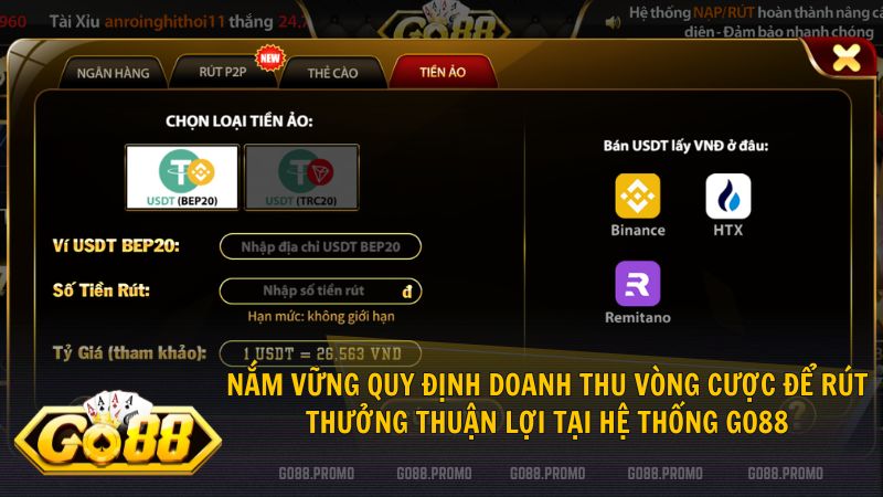 Cách rút tiền Go88 – Thanh khoản minh bạch nhận tiền trong 3 phút