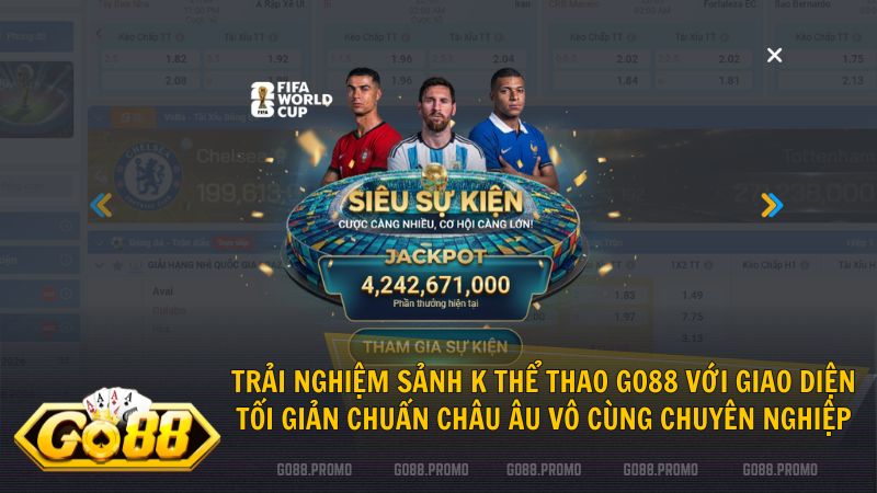 Trải nghiệm sảnh K Thể Thao Go88 với giao diện tối giản và chuyên nghiệp chuẩn quốc tế